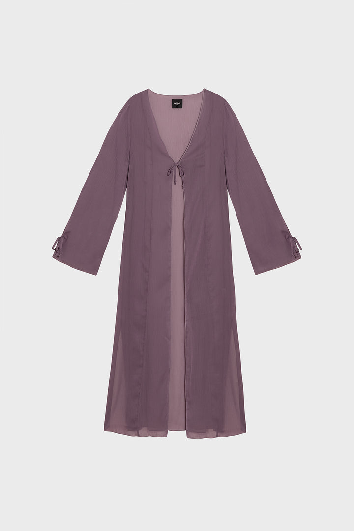 Long chiffon kimono with bows