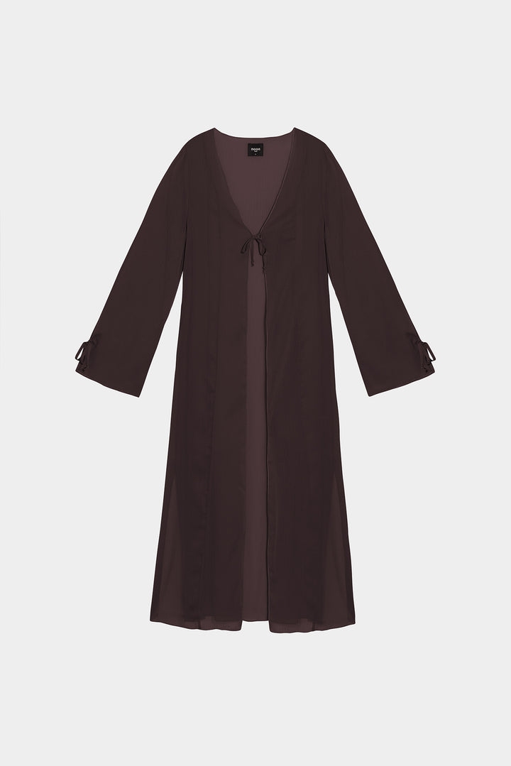 Long chiffon kimono with bows