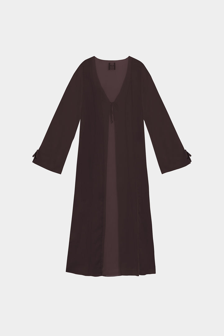 Long chiffon kimono with bows