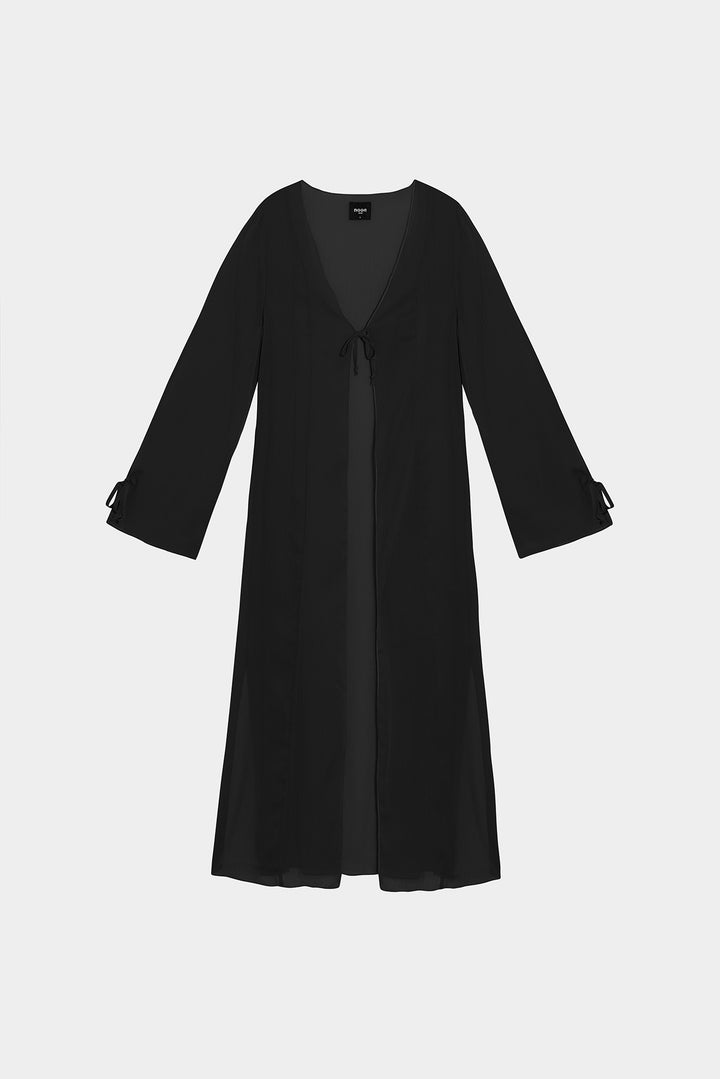 Long chiffon kimono with bows