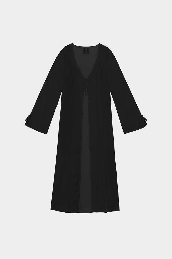 Long chiffon kimono with bows