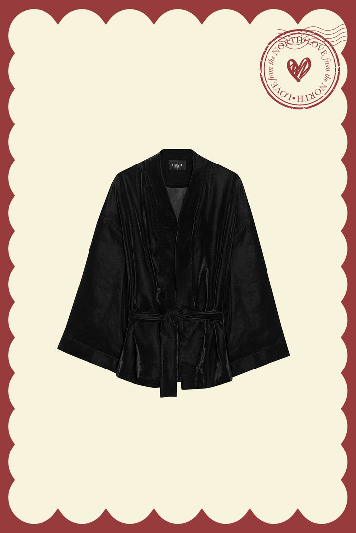 SHORT VELVET KIMONO