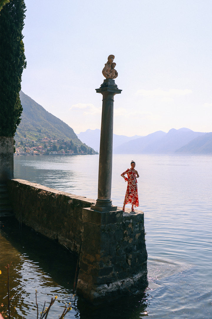 ARIEL ASYMMETRIC MIDI DRESS