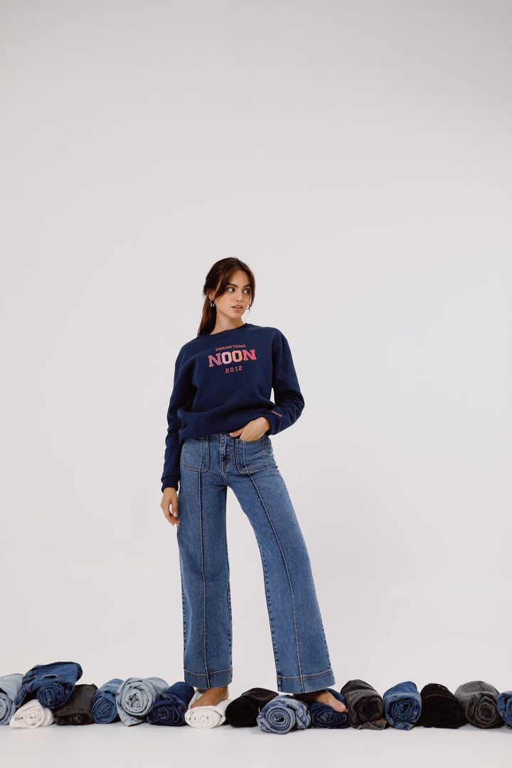 BASIC CULOTTE JEANS WITH DENIM SEAMS