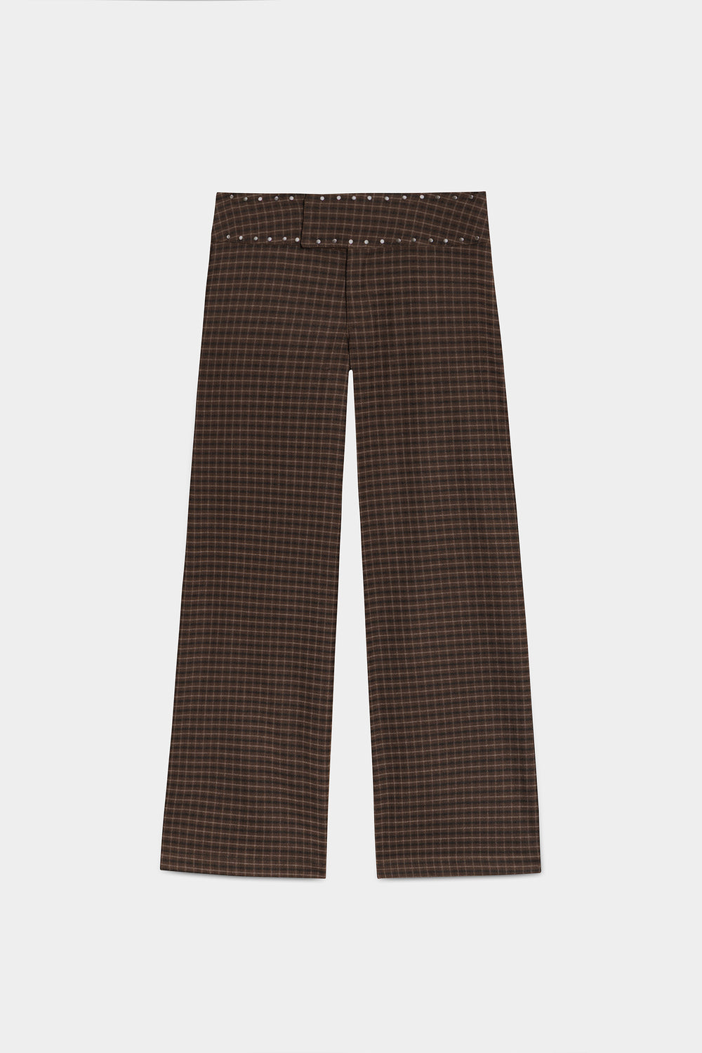WIDE-LEG STUDDED PLAID TROUSERS