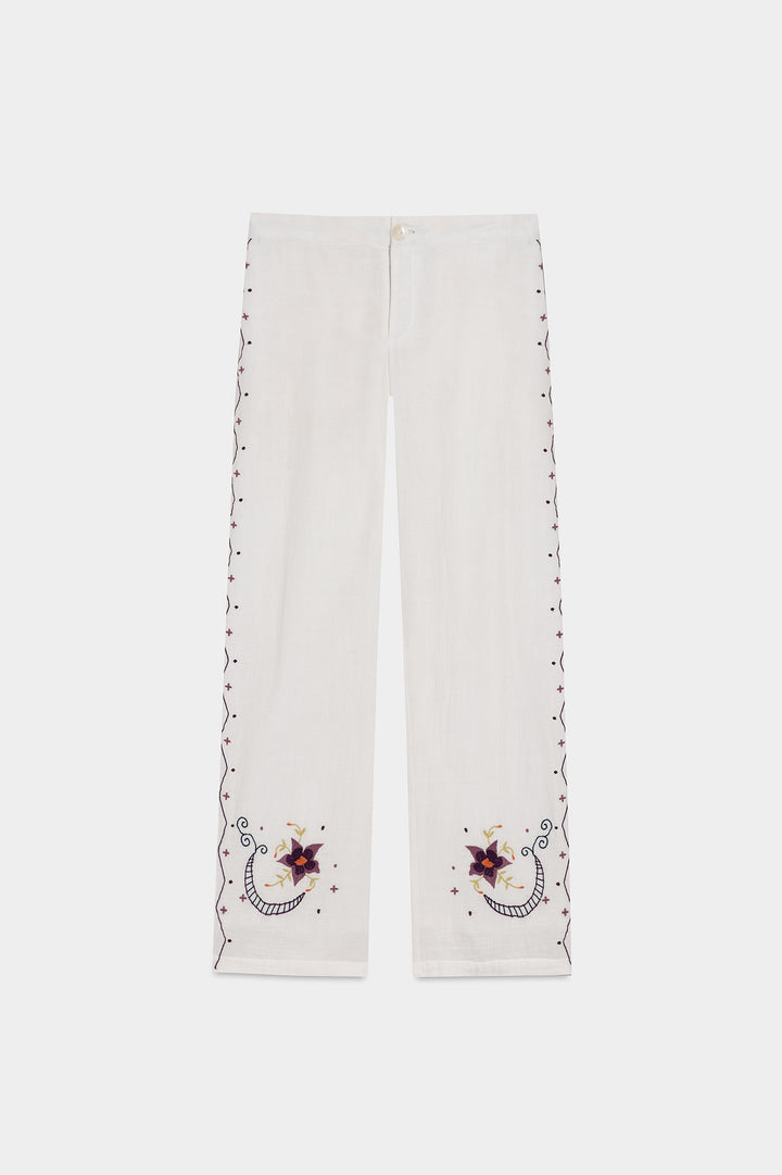 PANTALON FLORES BORDADAS