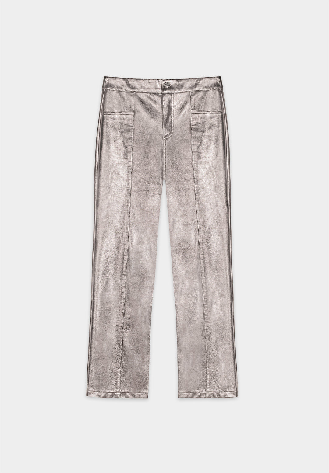 TROUSERS WITH LEATHER-EFFECT SEAMS