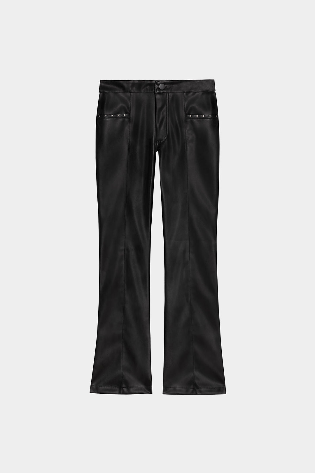 LEATHER-EFFECT STUDS TROUSERS