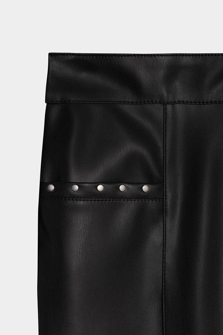 LEATHER-EFFECT STUDS TROUSERS