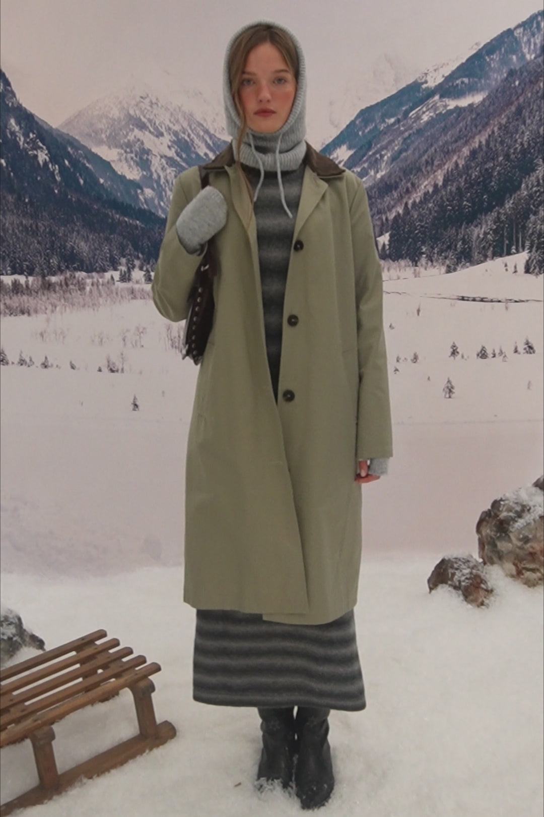 LONG CORDUROY COLLAR TRENCH COAT