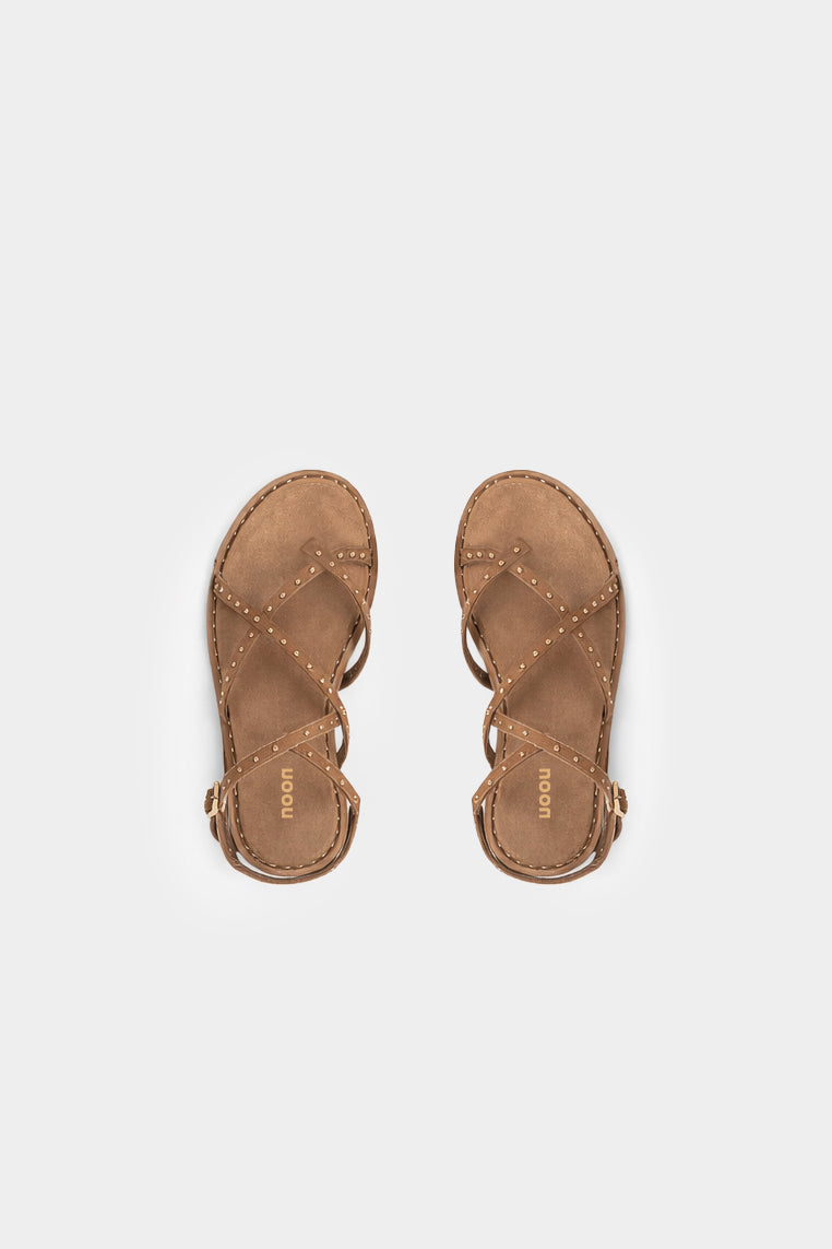 SUEDE STUDDED STRAPPY SANDAL