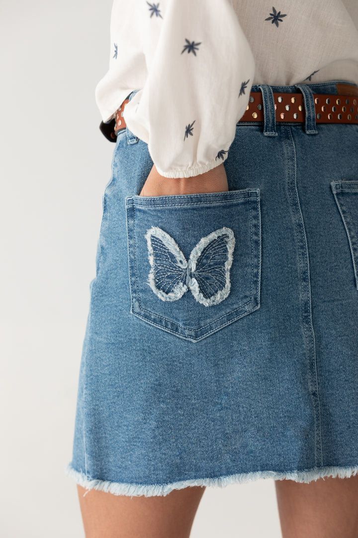 FALDA MINI MARIPOSAS DENIM