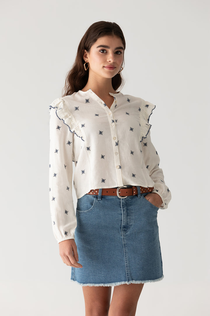 FALDA MINI MARIPOSAS DENIM