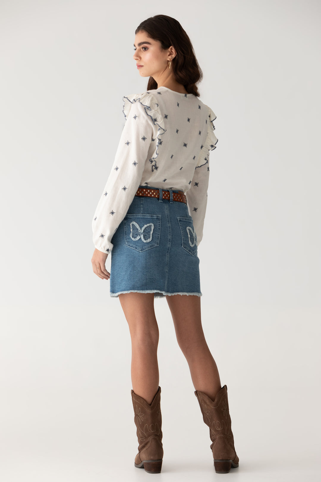 FALDA MINI MARIPOSAS DENIM