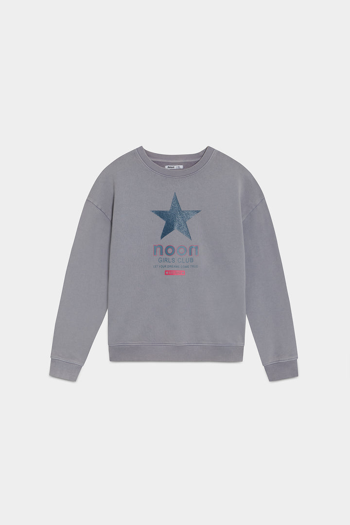 SUDADERA PRINT GLITTER ESTRELLA