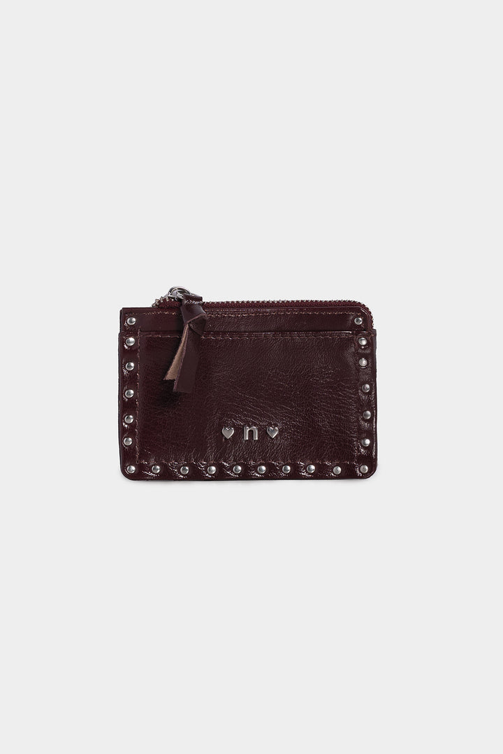LEATHER CARD HOLDER WITH STUDS
