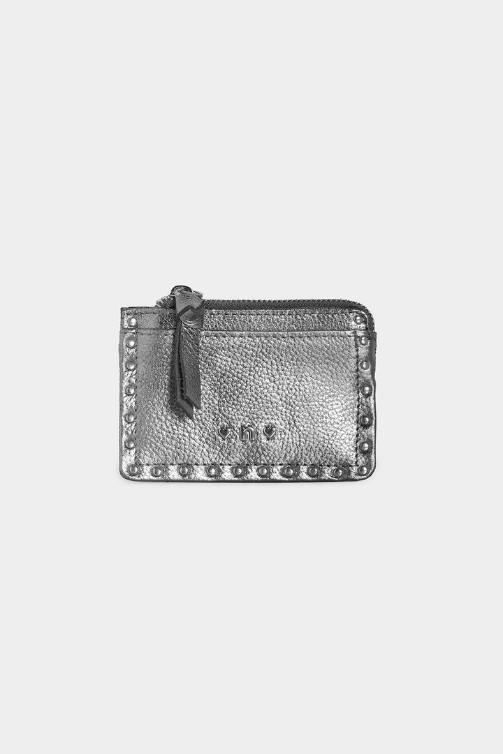 LEATHER CARD HOLDER WITH STUDS