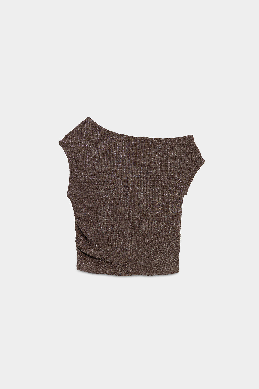 TOP ASIMETRICO TEXTURA LUREX