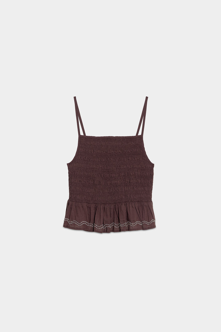 TOP FRANZIDO COM DETALHE DE CONTAS