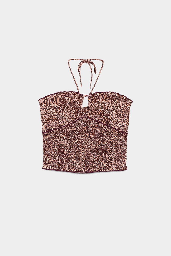 Blusa estampada franzida