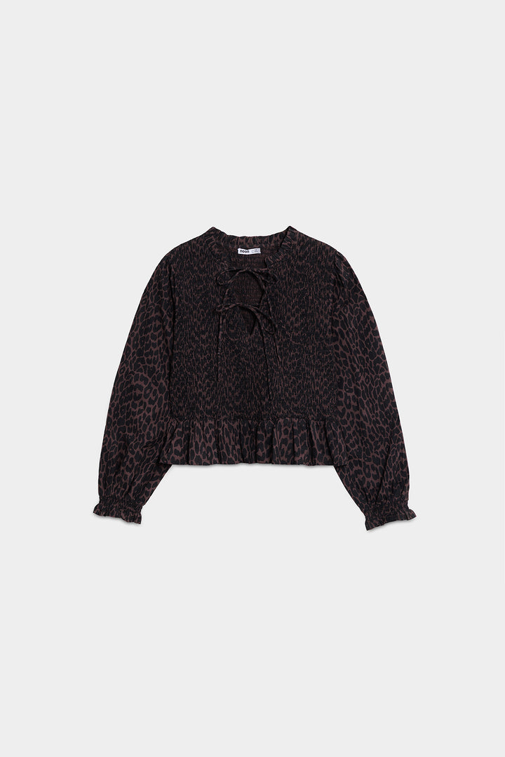 TOP FRUNCIDO LEOPARDO