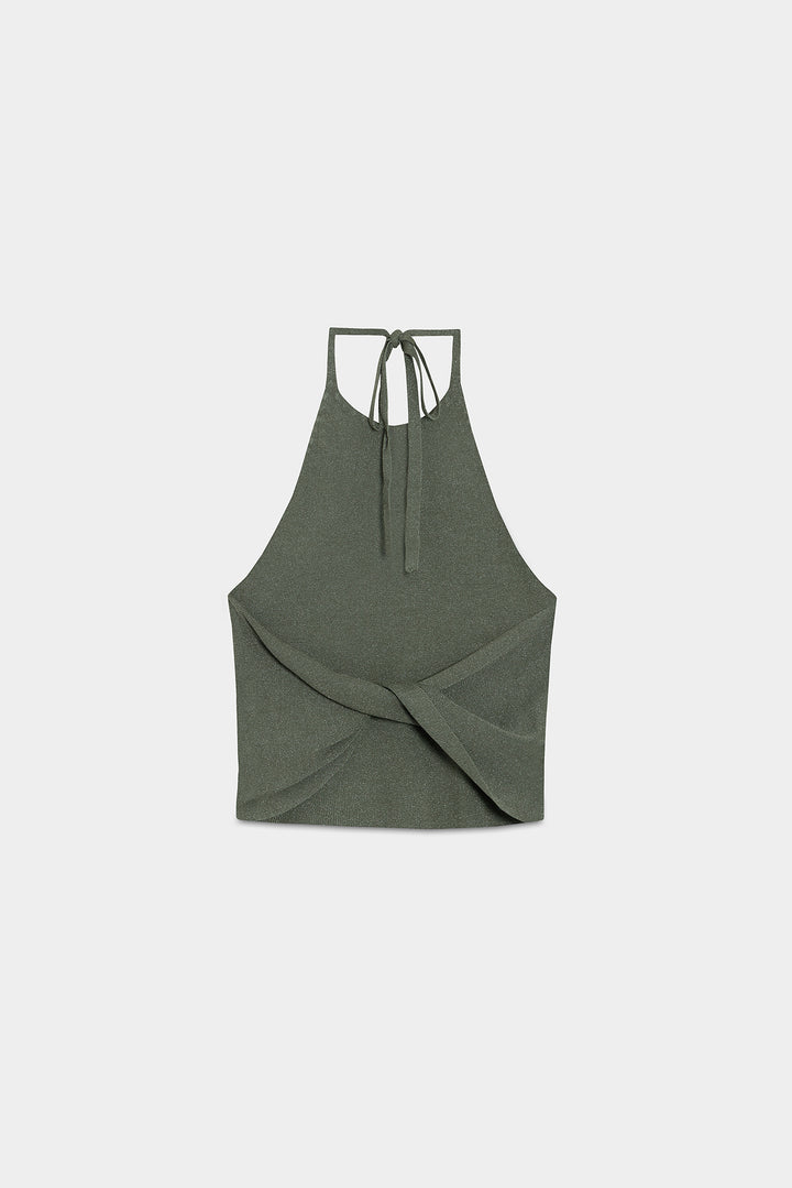 LUREX HALTER TOP WITH STUDS