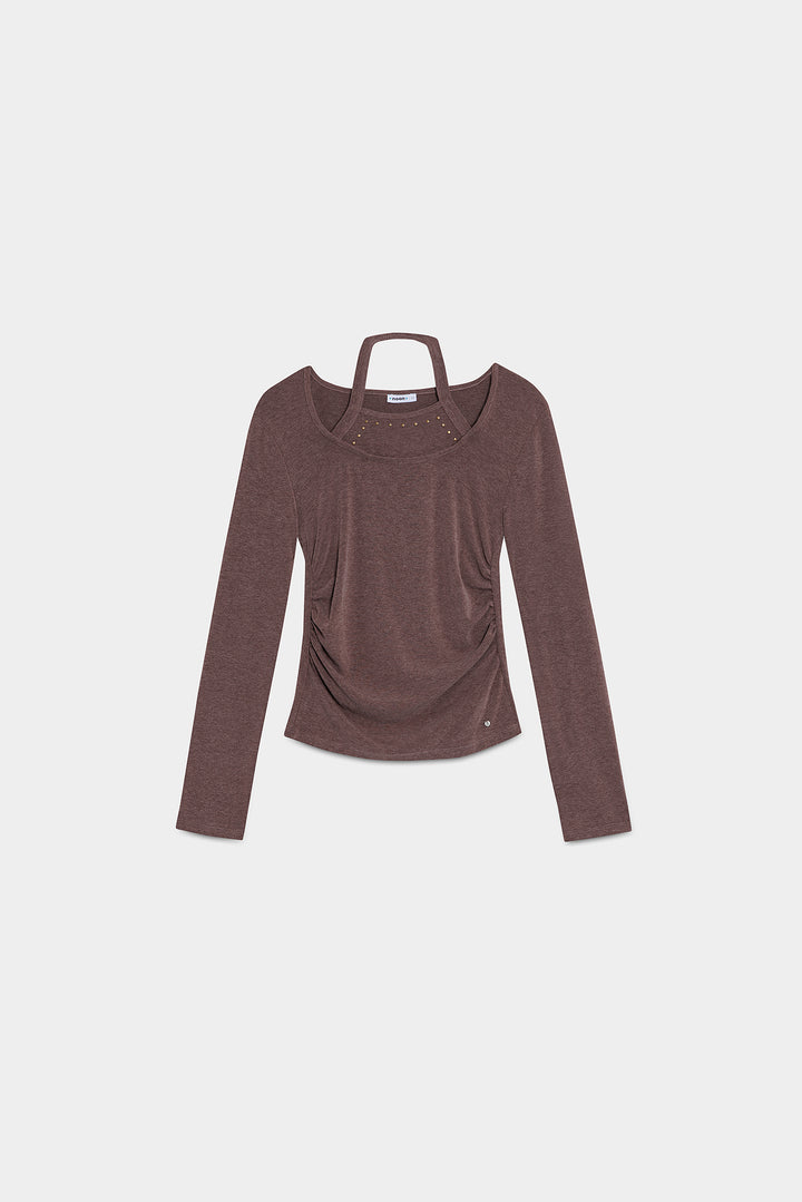 TOP HALTER MANGA LARGA