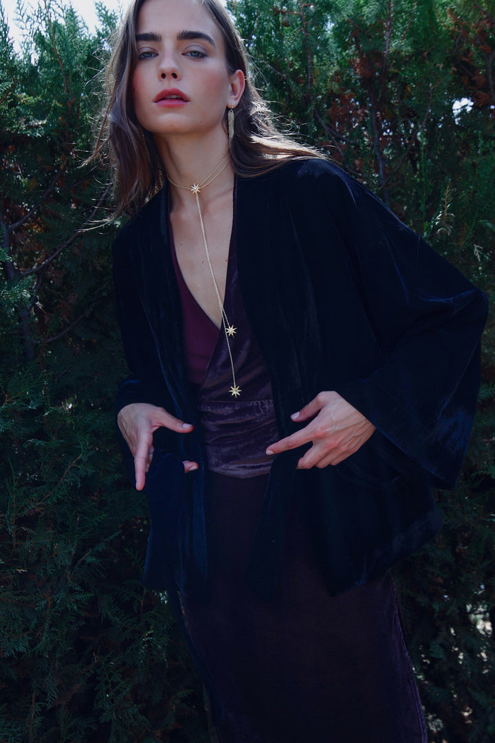 SHORT VELVET KIMONO