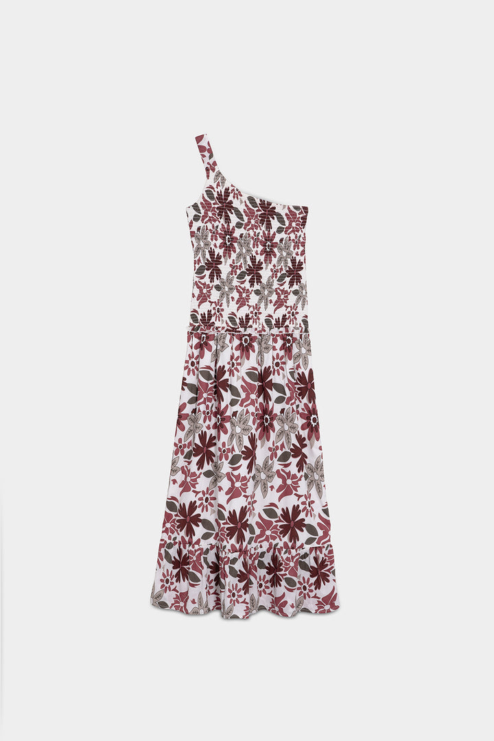 VESTIDO ASIMETRICO MIDI ESTAMPADO