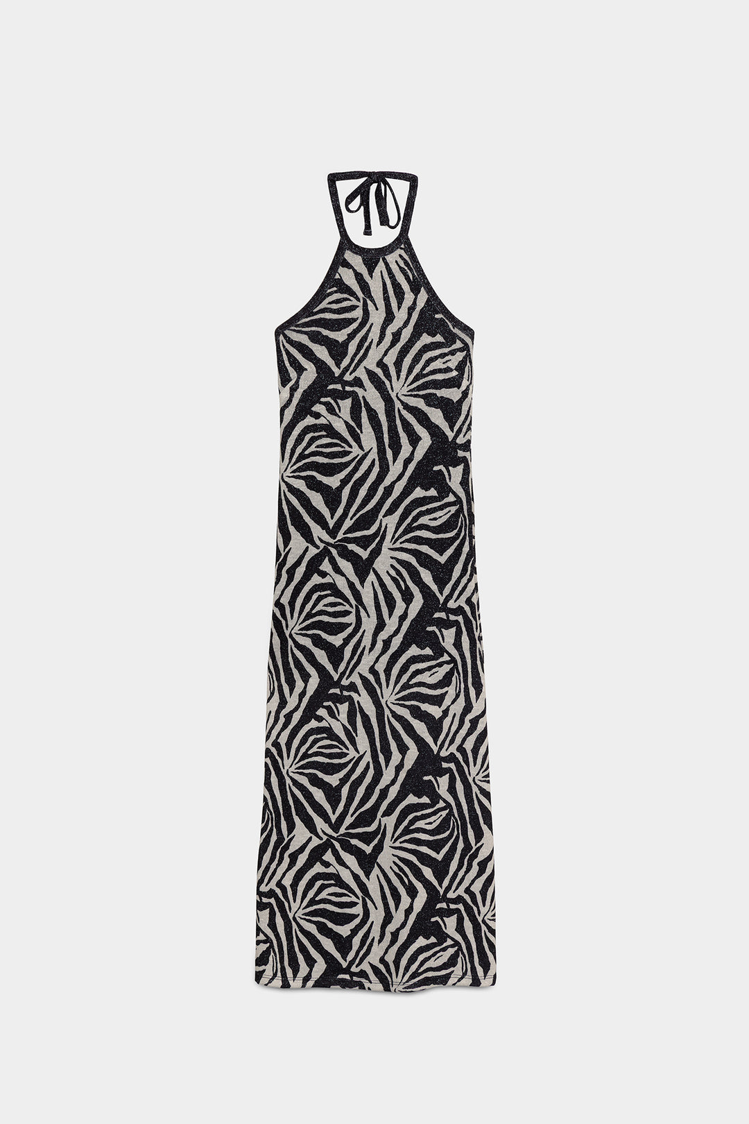 VESTIDO HALTER PRINT LUREX