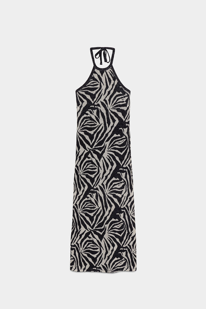 VESTIDO HALTER PRINT LUREX