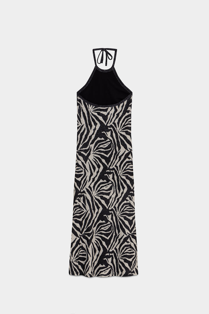 VESTIDO HALTER PRINT LUREX