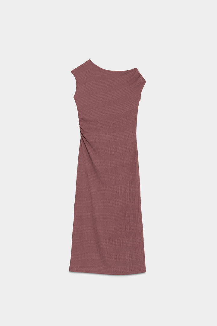 VESTIDO MIDI ASIMETRICO TEXTURA