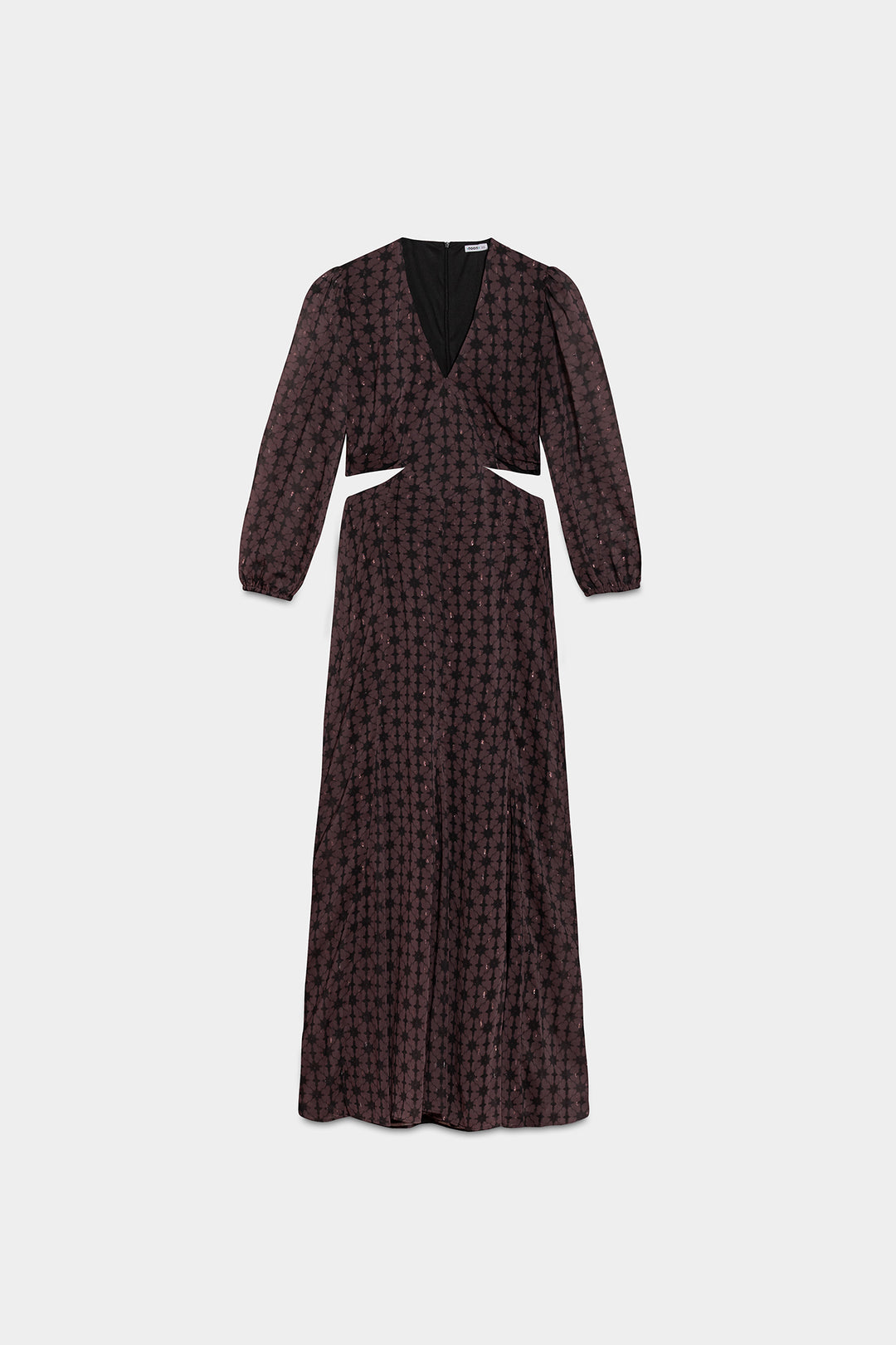 VESTIDO MIDI COM DECOTE EM V E RECORTE