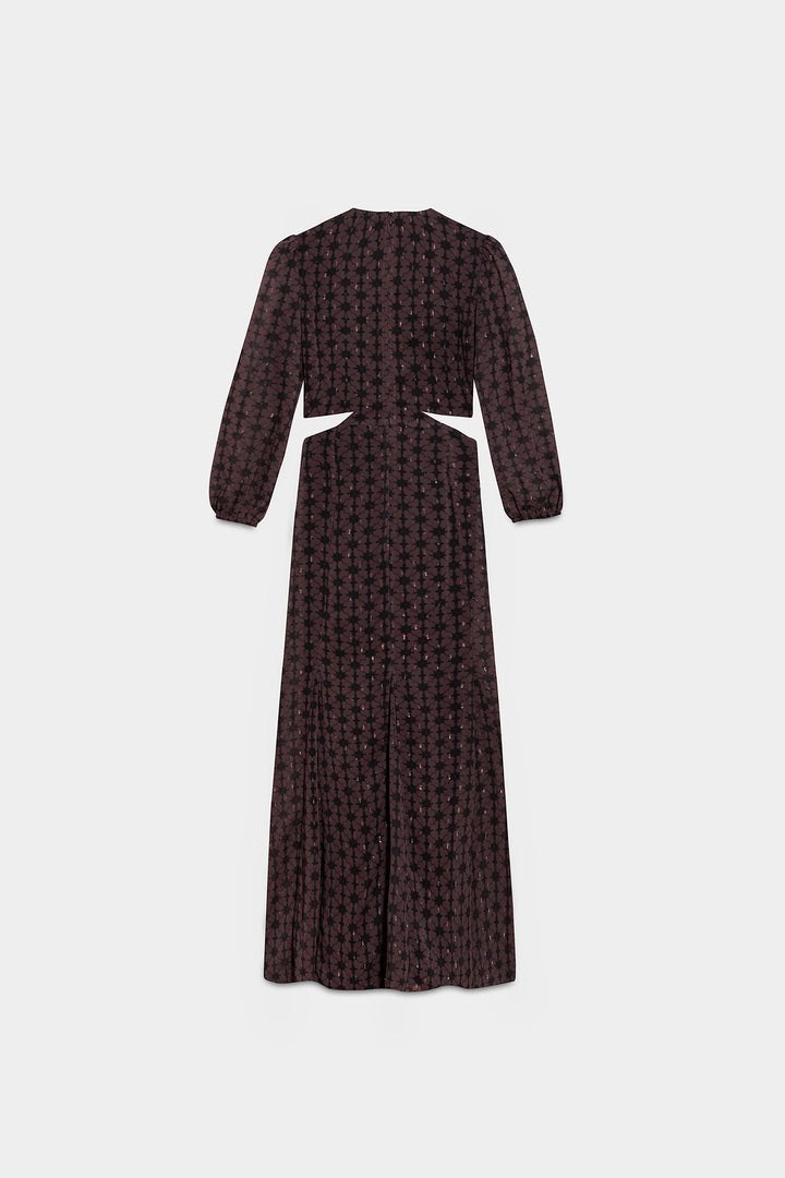 VESTIDO MIDI COM DECOTE EM V E RECORTE