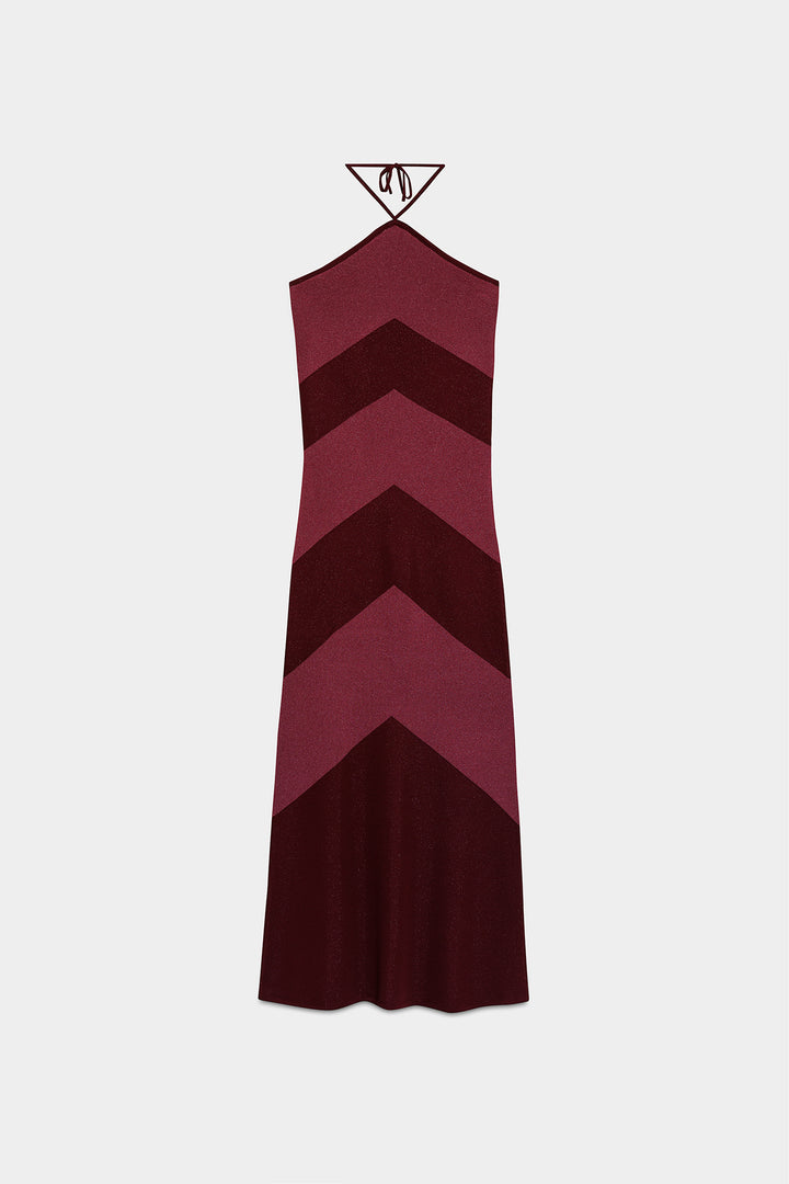 VESTIDO MIDI HALTER LUREX