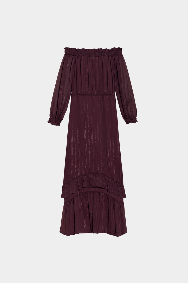 ALESSANDRA RUFFLED MIDI DRESS