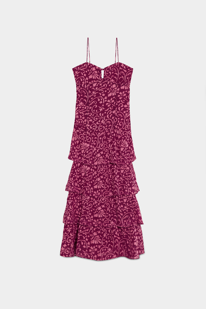 MERCEDES RUFFLED MIDI DRESS