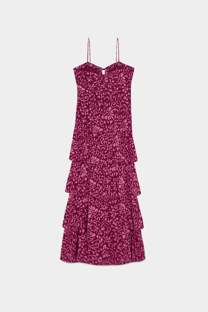 MERCEDES RUFFLED MIDI DRESS
