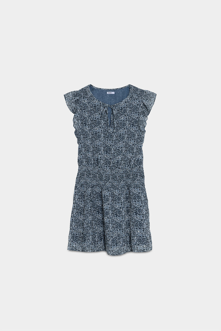 VESTIDO MINI ESTAMPADO CUELLO V