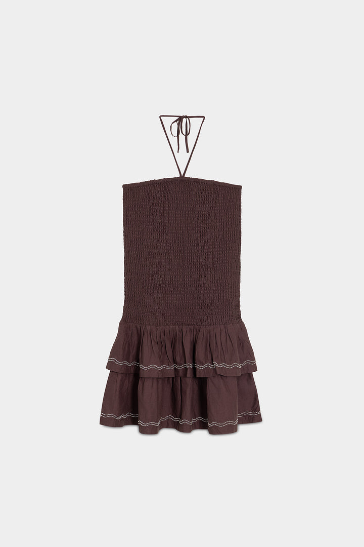 VESTIDO MINI FRUNCIDO ABALORIOS