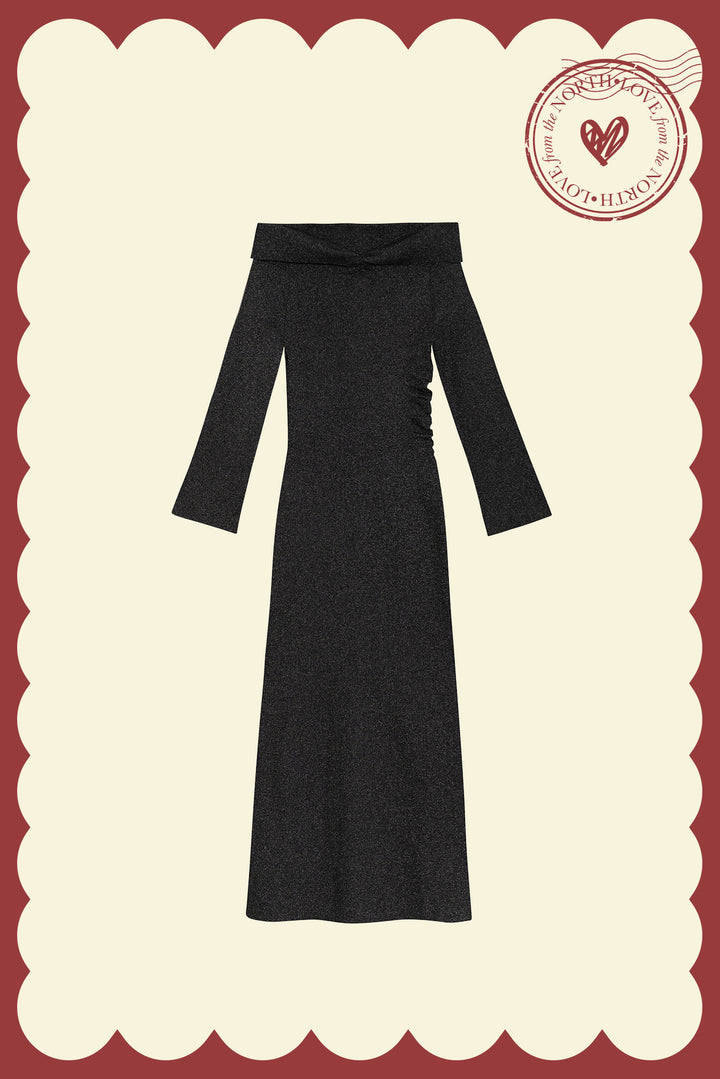 LUREX BANDEAU MIDI DRESS